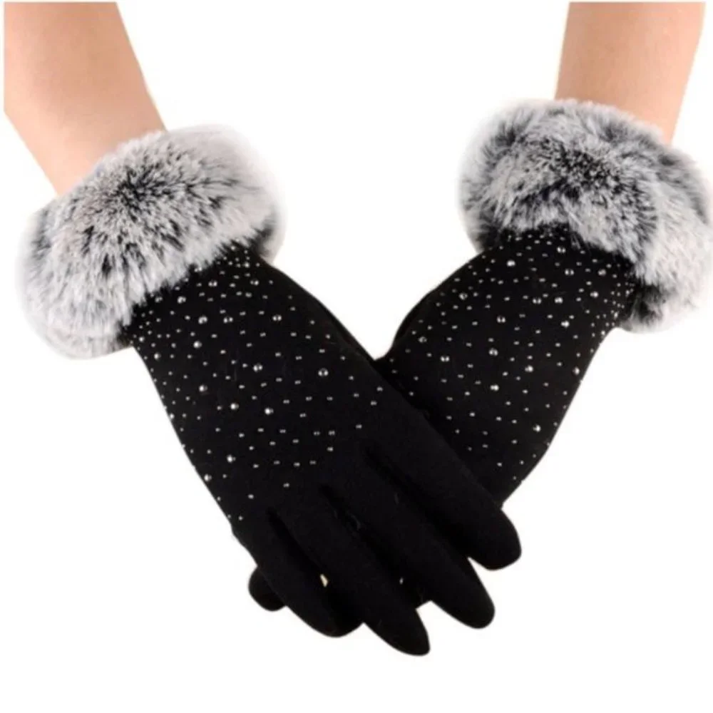 Luxurious Rhinestones Winter Gloves Touchscreen Gloves